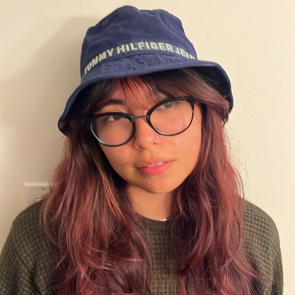 Vintage Tommy Hilfiger Jeans Bucket Hat Navy Unisex - Picture 1 of 4